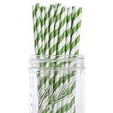 Dress My Cupcake Forest Green Striped Paper Straws, 25-Pack