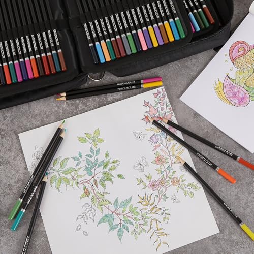 DagouColor Colors Pencil Shoulder Bag, 136 Pencils Drawing Kit, Drawing Set with 3-Color Sketchbook & Coloring Book, Art Supplies For Beginner Artists Professional Media