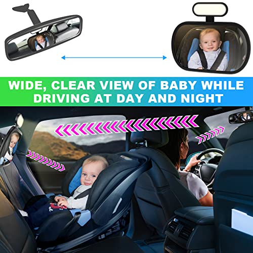 JoyDow Baby Car Mirror with Night Light, Safety Rear Facing Car Seat