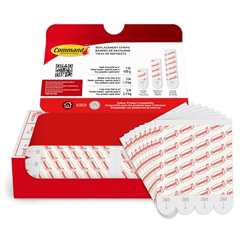 Command Large Refill Adhesive Strips, Damage Free Hanging Wall Adhesive for Large Indoor Wall Hooks, No Tools Removable Adhesives for Living Spaces, 20 White Command Strips