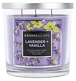 Aromascape 3-Wick Scented Jar Candle, Lavender & Vanilla