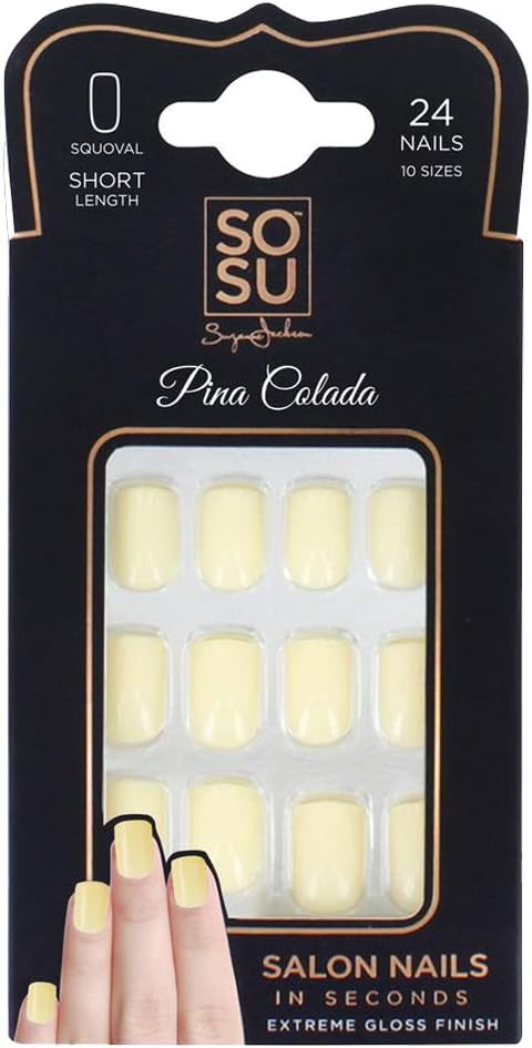 Sosu Pina Colada Salon Falsh Nails Short Length 24 Nails