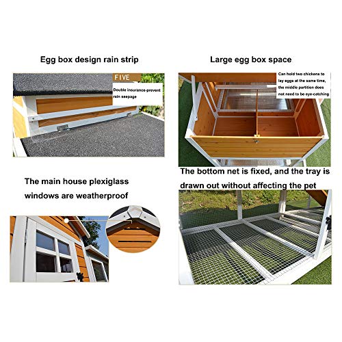 JHKGY Großer Tannenholz Hühnerstall Rabbit Hutch,Hühnerstall Hen Ark House Geflügel Run Nistkasten Rabbit Hutch - Mit… – Bild 8