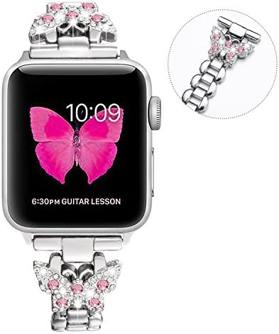 SaNgaiMEiBling Band Compatible Apple Watch Band 49mm 45mm 44mm 42mm 41mm 40mm 38mm Stainless Steel Metal Replacement Iwatch Series 8/7/6/5/4/3/2/1/SE Bracelet