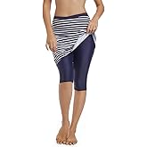Micosuza Womens Skirted Swim Capris Sun Protective UPF 50+ Swimming Tight with Attached Skirt Sport Leggings