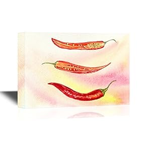 Canvas Wall Art - Red Peppers on Abstract Background - Gallery Wrap Modern Home Art | Ready to Hang - 12x18 inches