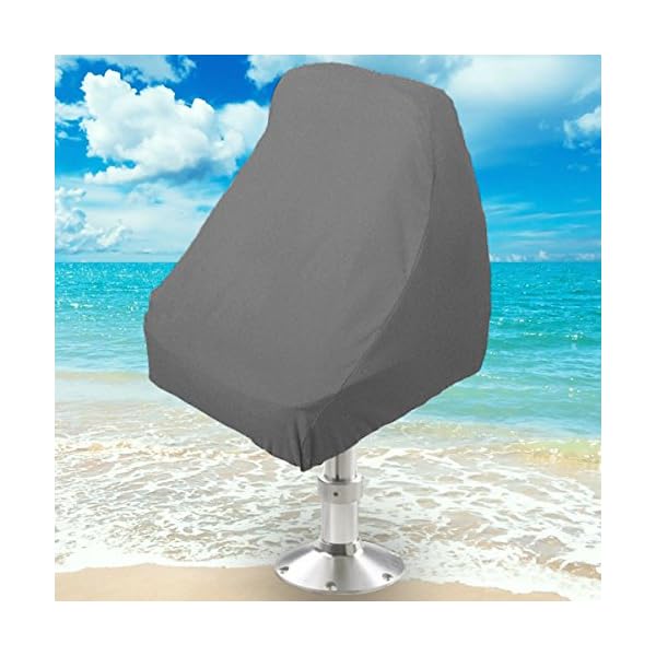 NEH-Boat-Seat-Cover-Helm-Helmsman-Bucket-Single-Seat-Storage-Cover-21L-x-24W-x-24H-Gray-Heavy-Duty-Water-Mildew-and-UV-Resistant-Thick-Polyester-Fabric