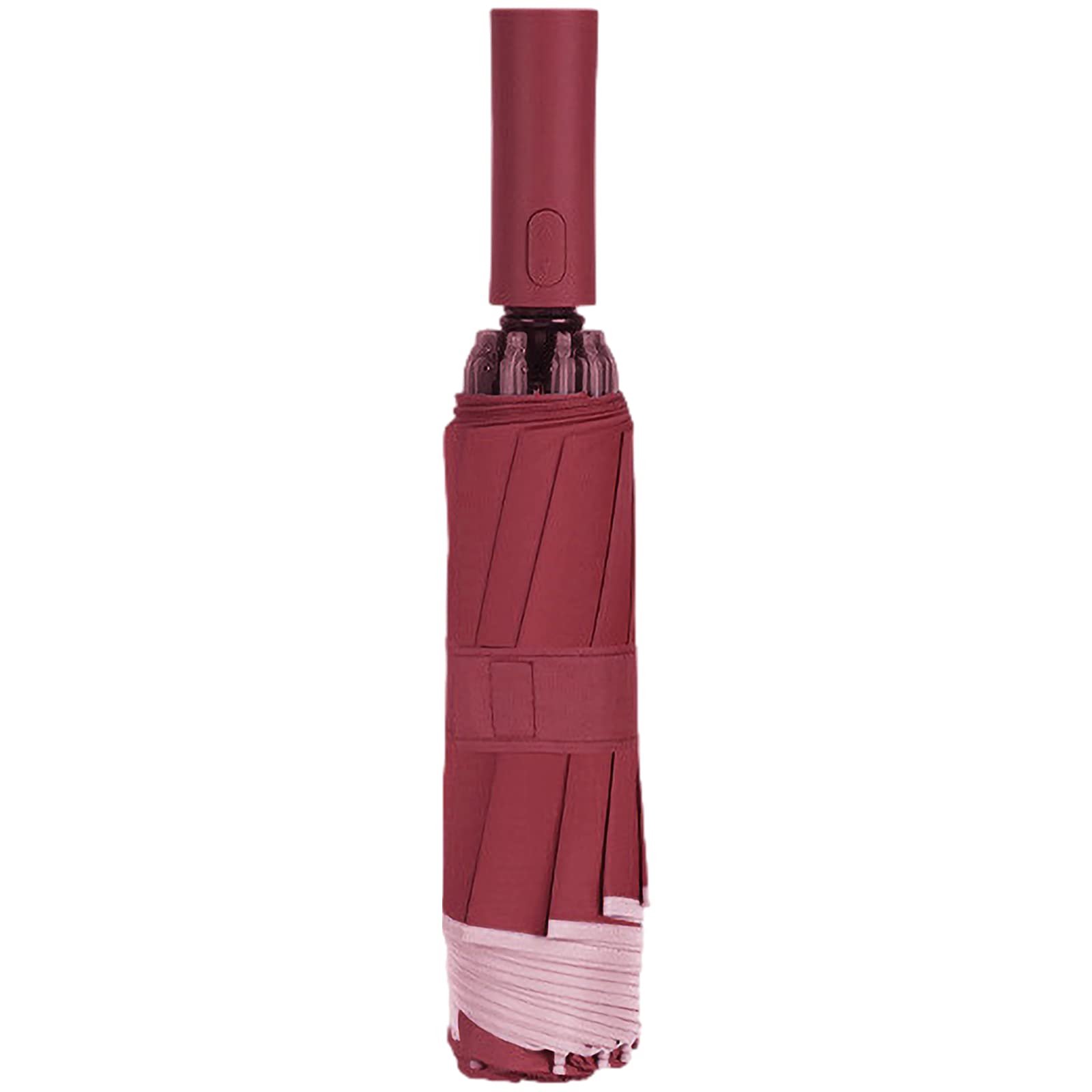 aromm Compact Umbrella Travel Windproof Double Canopy Construction Auto Open Close Button Wine Red