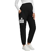 Sweetyweee Women's Maternity Scrub Pants with 6 Pockets Maternity Jogger Stretchy Straight Leg Pregnancy Workwear Pants