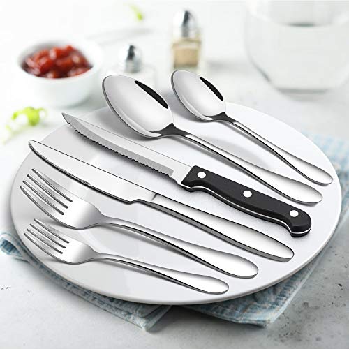 53Piece Silverware Set with Steak Knives Serving Utensils, Efar