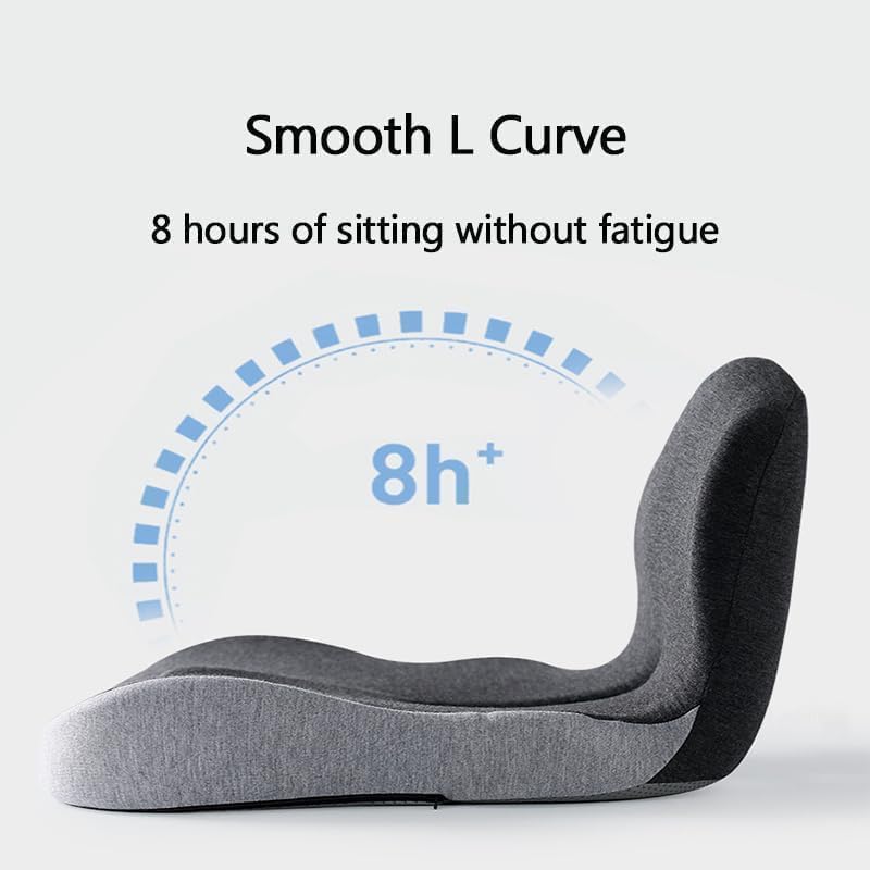 Orthopedic Cushion, L-Shaped Ergonomic Design Seat Cushion, Non Slip Memory Foam Car Cushion with Back Support for Tailbone & Hips Pain Relief, Suitable for Office, Car, Home, Long Sitting