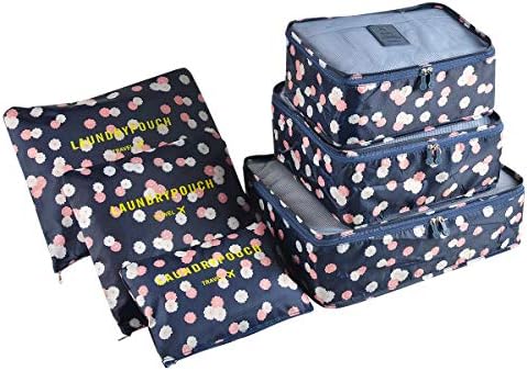 CoolzonCoolzon Packing Cubes for Suitcases Organiser Bags Luggage Organiser Set Travel Cubes Laundry Bags for Backpack Clothes Shoes, Pack of 6, Watermelon Red