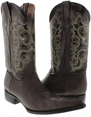 Team West Men's Brown Smooth Leather Cowboy Boots Pointed XXX Toe 11 EE