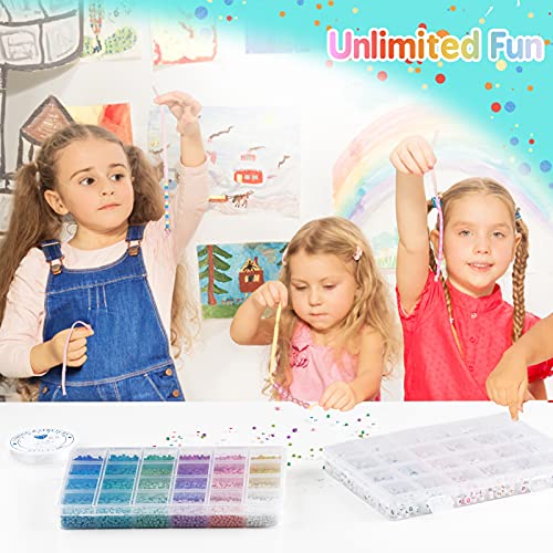 Onlyesh 132000 Stück Perlen Set, 3mm 24 Farben Glasperlen mit Buchstabenperlen, für DIY Armbänder, Halsketten Schlüsselanhänger
