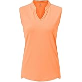 Rdruko Women's Golf Shirts Sleeveless V-Neck Collarless Quick Dry Tennis Running Athletic Tennis Polo T-Shirts