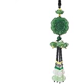 Chinese Traditional Style Green Crystal Hanging Decoration House Door Window Charm Hanging Pendant Amulet Pray for Luck Safety (Lucky and safe)