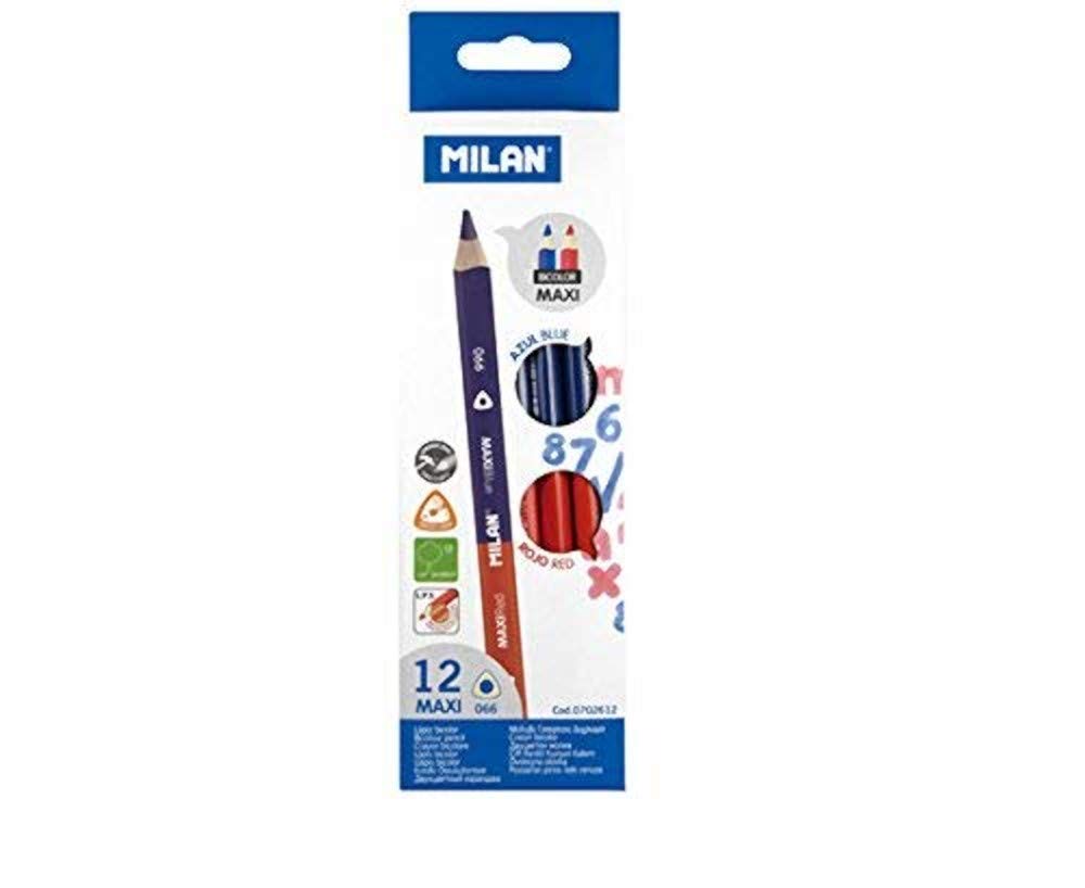 A.C. Milan Caja 12 lápices bicolores Maxi (azul y rojo)