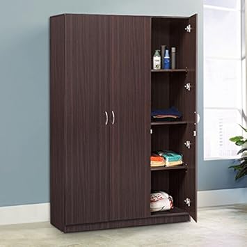 Hometown Willy Engineered Wood Three Door Wardrobe In Walnut Color