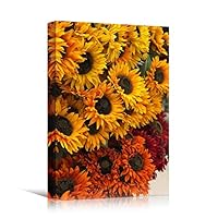 Canvas Wall Art Yellow Petals Colorful Farmhouse/Country Floral Multicolor Patterns Photography - 12x18 inches