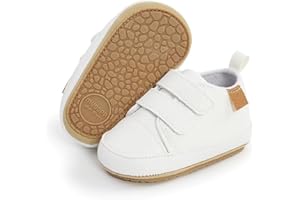Baby Boys Girls Leather PRE-Walking Sneakers Toddler Anti-Slip Rubber Sole Infant Lightweight First Step Shoes