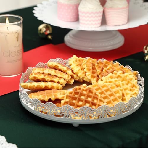 LIFESTIVAL Cake Stands Set White Metal Cupcake Holder Dessert Display Plate Decor Serving Platter for Party Wedding Birthday Baby Shower Celebration Home Decoration