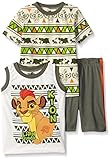 Disney Little Boys' Toddler 3 Piece Lion Guard Kion T-Shirt Muscle T-Shirt and Shorts Set, Beige, 3T