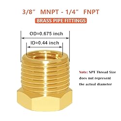 Hooshing 6PCS Brass Reducing Hex Bushing 3/8" NPT