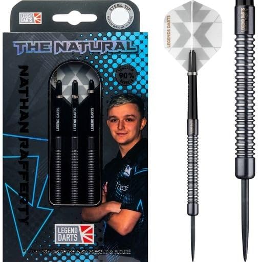 Legend Darts Nathan Rafferty 90% Tungsten Coated Remachined Steel Tip Dart Set, 23g (D2976)