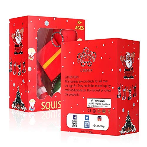 Christmas Squishies Pack Toddler Toy – CREFUN (2018 Limited Edition) Gifts for Christmas Tree Ornament, Kid Toy, Stress Relief, Including 5 Pcs: Candy Cane Bell Gift Bag Apple Snowman Ball, Super Slow
