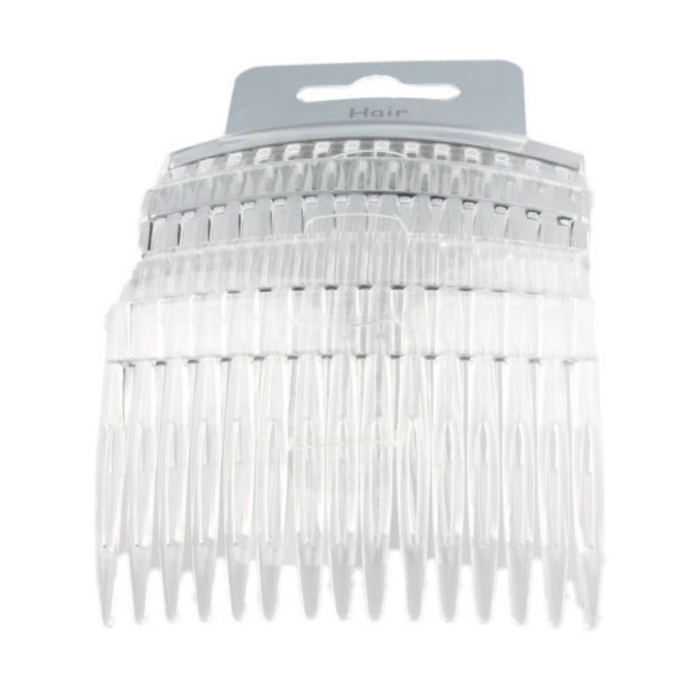 Set of 4 Clear Plain Hair Combs Slides 7cm (2.8")