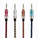 SMALLElectric 3.5mm 4-Pack Nylon Braided Auxiliary Audio Cable (5ft / 1.5m) Tangle-Free AUX Cable for Headphones, iPods, iPhones, iPads, Home/Car Stereos and More (Multicolor)