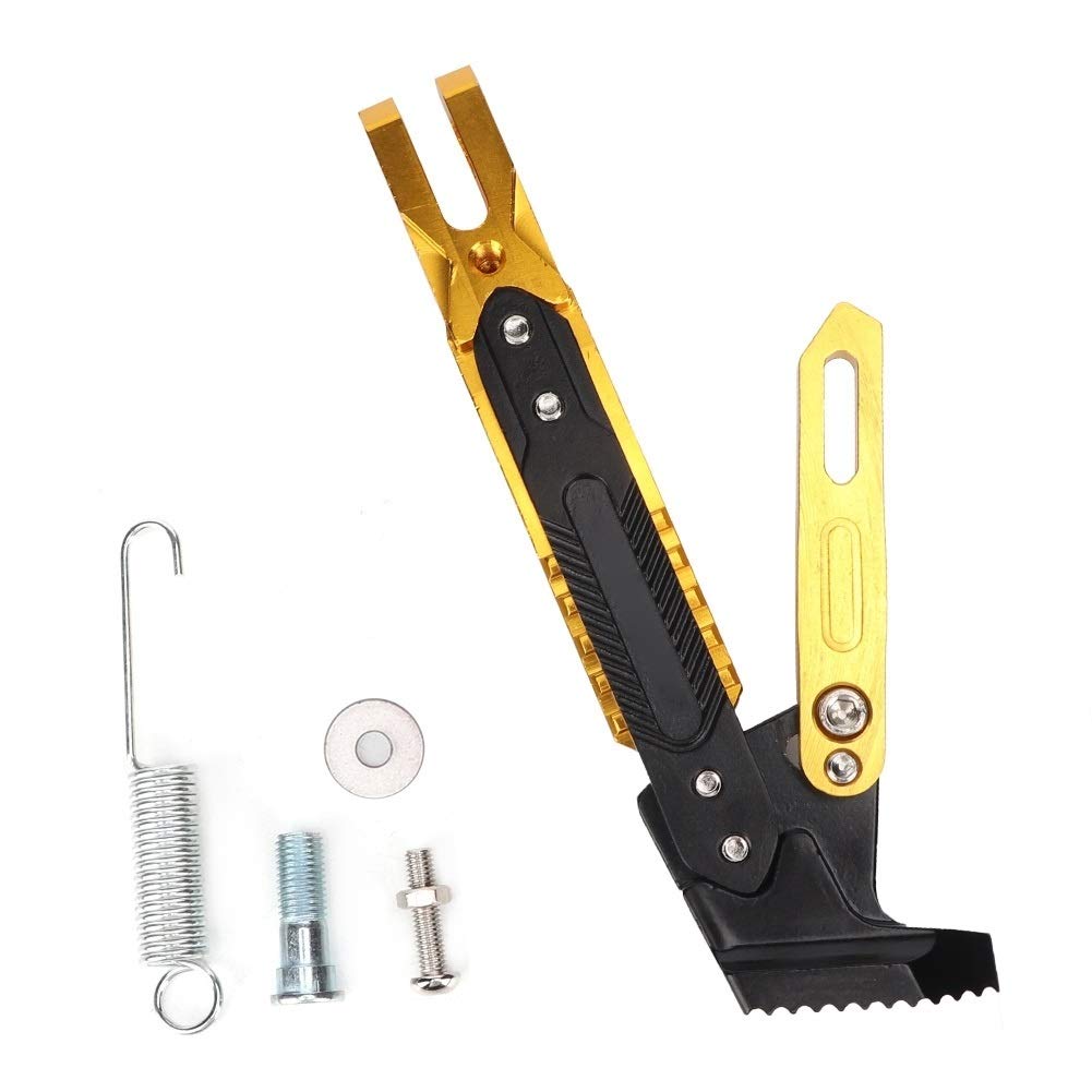 Broco Motorcycle Aluminum Alloy Adjustable Kickstand Foot Side Stand Tripod Holder Gold