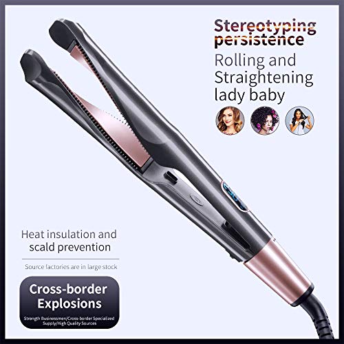 Professional Hair Straightener Curling Iron 2 in 1 Tourmaline Ceramic Twisted Flat Iron for All Hair Types with LCD Digital Display & Auto Shut-Off From AMULISS