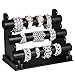 SONGMICS 3-Tier Bracelet Holder Watch Necklace Jewelry Bangle Display Stands Gift for Girls and Women, Faux Leather, Black UJDS104