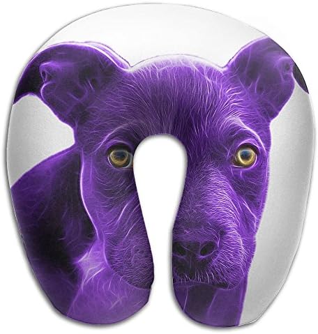 Creative Purple Pitbull Design Comfortable U Shaped Neck Pillow Soft Neck Support Pattern Pillow For Rest,Travel,Car,Airplane,Bed,Sofa