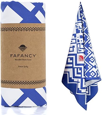 Microfiber Beach Towel - Large, XL, Quick Dry, Lightweight, Compact, Sand Proof, Absorbent, 63"x35" for Adults and Kids, Best for Travel, Pool, Beach, Swim, Camping - Ocean Blue, Beach Blanket