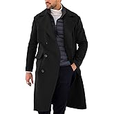 Mens Trench Coat Slim Fit Double Breasted Long Overcoat Classic Fall Winter Topcoat