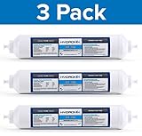 Hydronix 3 Pack ICF-10Q Inline Reverse Osmosis Post, Fridge & Ice Coconut GAC Water Filter 2000 Gal, 1/4 QC Ports