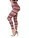 Bentibo Women's Fashion Floral Printed Spandex Leggings Skinny Pants Red S