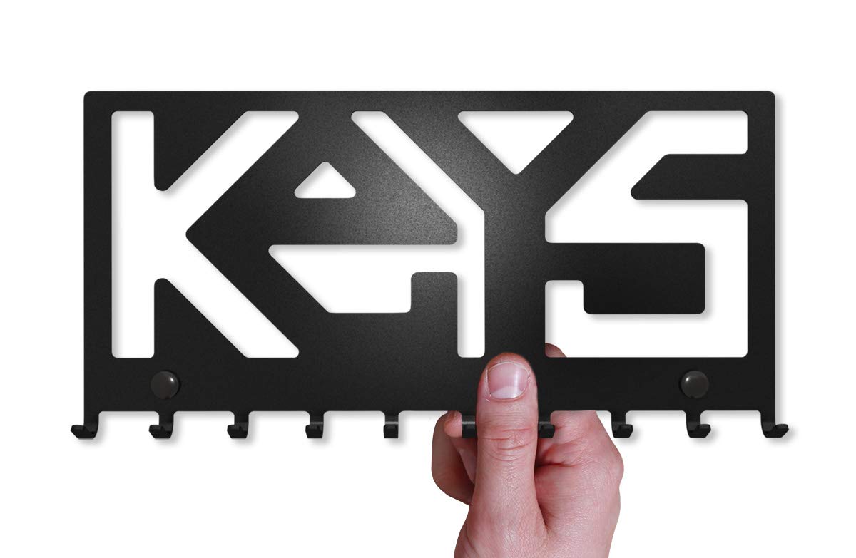 SirHoldeer Key Holder for Wall, Key Hooks Wall Mounted with 10 Hooks, Heavy Duty Key Hangers for Living Room Bathroom Kitchen Bedroom Black Metal Key Racks Keys