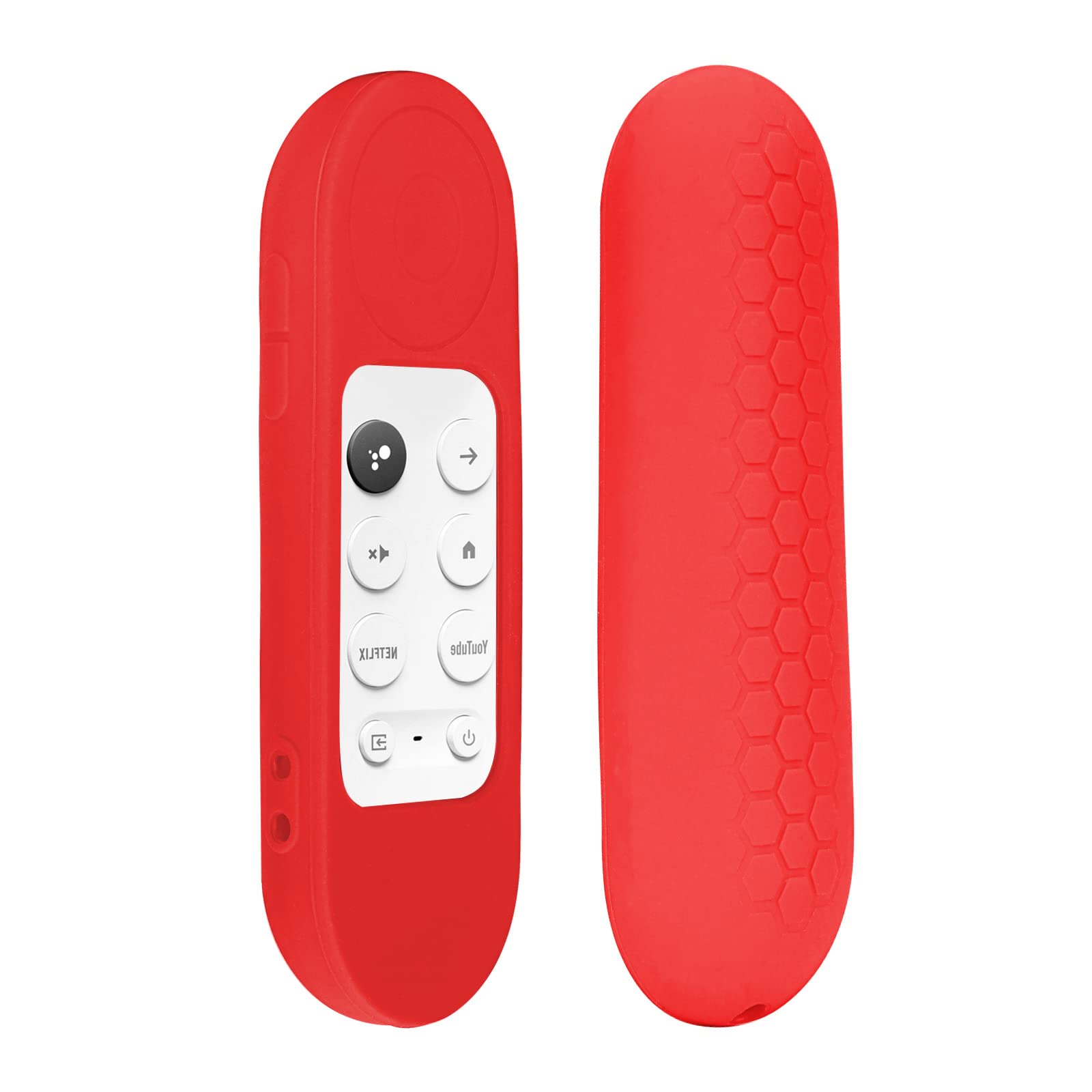 Geekria Remote Cover Compatible with Chromecast with Google TV Remote (HD 2022 / 4K 2020), Soft Silicone Protective Case, Non-Slip Shockproof Remote Sleeve with Lanyard (Red)
