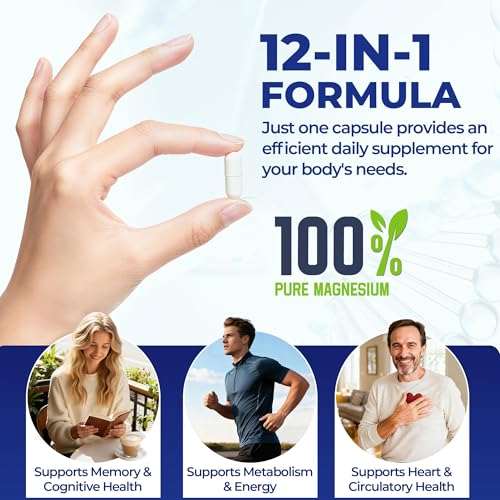 Magnesium Complex 700mg | 12-in-1 High Absorption Supplement | Glycinate, Citrate, Malate, Taurate & More | Sleep Support, Muscle Cramp Relief, Stress, Heart, Bone & Nerve Health | 120 Vegan Capsules