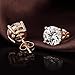 Rose Gold Earrings for Women Sterling Silver Round Cut Rose Gold Cubic Zirconia Stud Earrings 4-8mm Available Rose Gold Diamond Stud Earrings 4-Prong Fake Diamond Post Earrings - ZowBinBin
