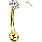 RL ROSARY LAND G23 Titanium Curved Barbell Ring 16G, Eyebrow Rings, Rook Cartilage Earring Piercing Jewelry, 8mm Vertical Labret, Eyebrow, Daith, Helix Piercings Body Jewelry…