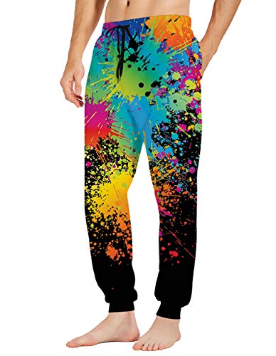Belovecol Colorful Graphic Jogger Pants for Mens Womens 3D Printed Active Baggy Sweatpants Casual Drawstring Novelty Track Trousers M