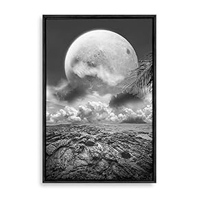 Framed Canvas Wall Art Great Moon Canvas Prints Home Artwork Decoration for Living Room,Bedroom - 16x24 inches