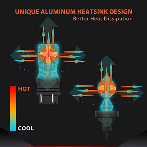 LASFIT 3157 3156 3057 3457 LED Bulbs Polarity Free Super Bright LED Lights, Use for Brake Tail Light, Turn Signal Lights, Brilliant Red (Pack of 2)