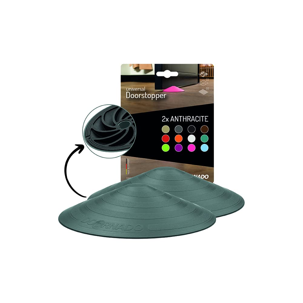 Doornado Multi Surface Door Stop - Heavy Duty Door Wedge - Anti Slip Rubber Buffer - 118x25 Grey