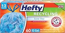 Hefty Recycling Trash Bags (Blue, Tall Kitchen Drawstring, 13 Gallon, 60 Count)
