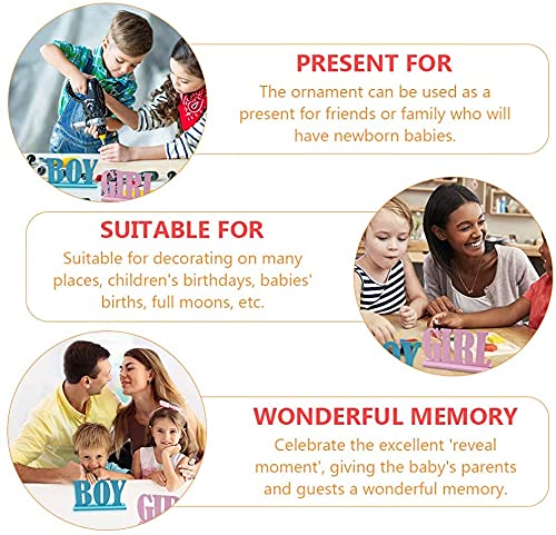 JTRF Boy Girl Wooden Table Decorations,Gender Reveal Table Decorations Boy Girl Letter Table Signs with Bases Decorative Centerpieces Signs Wooden Tabletop Decor for Tier Tray,School Supplies(1set)
